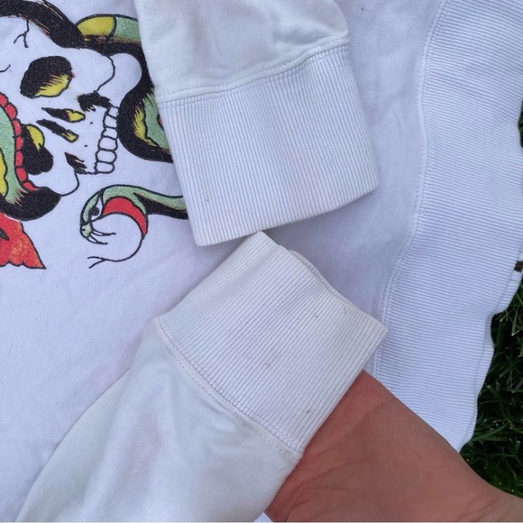 Ed Hardy Y2K Hoodie full-zip Sweatshirt Skull Rose Large - Picture 3 of 8